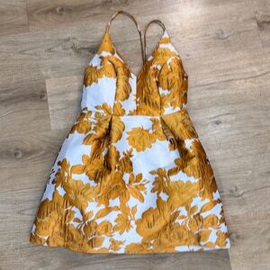 Glamorous White and Gold Floral Mini Dress